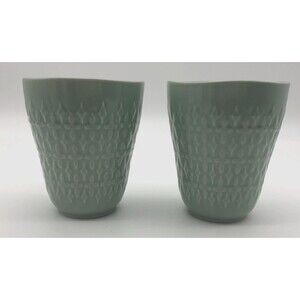 IKEA Sommar Ceramic Tumbler Cup Set of 2 Green Retired